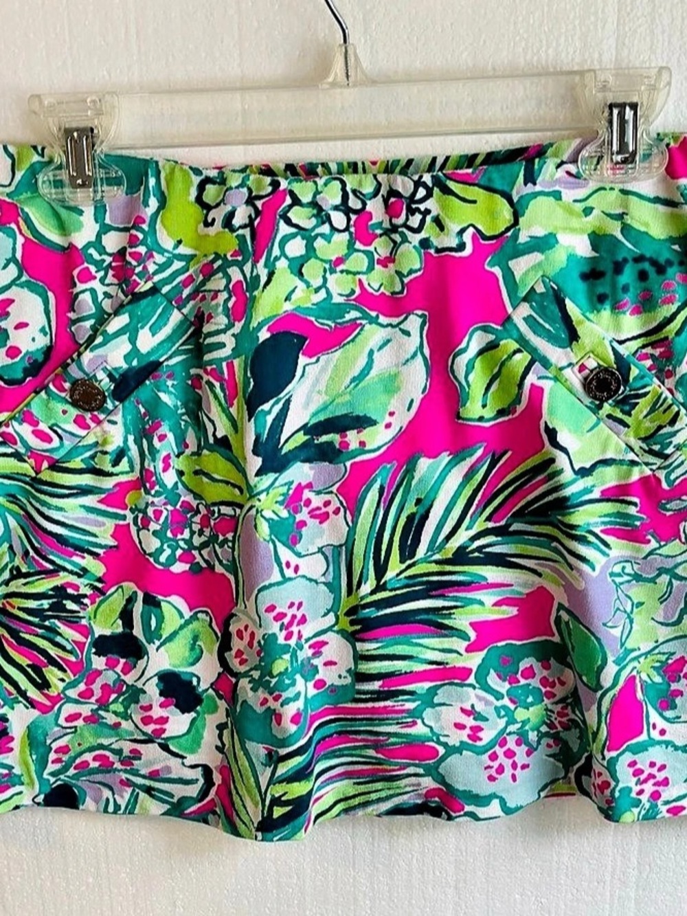 Lilly Pulitzer Madison Skort - Floral Palm Print - High Waist Pink & Green with